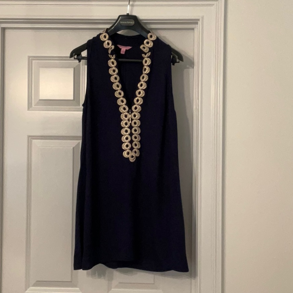 Navy and Gold Lilly Pulitzer Jane Shift dress